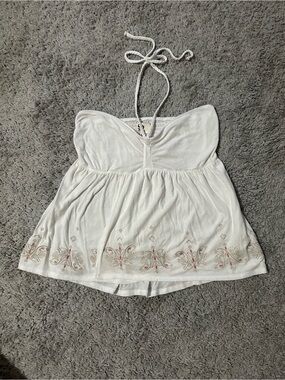 Vintage Y2K So Women’s White Embroidered Halter Top